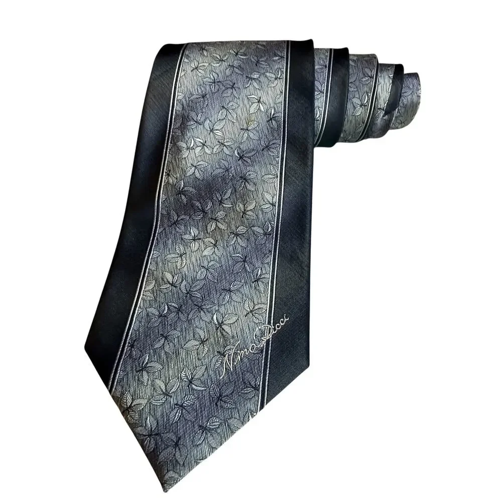 Nina Ricci Luxury Silk Neck Tie Ombre Metallic Silver Gray